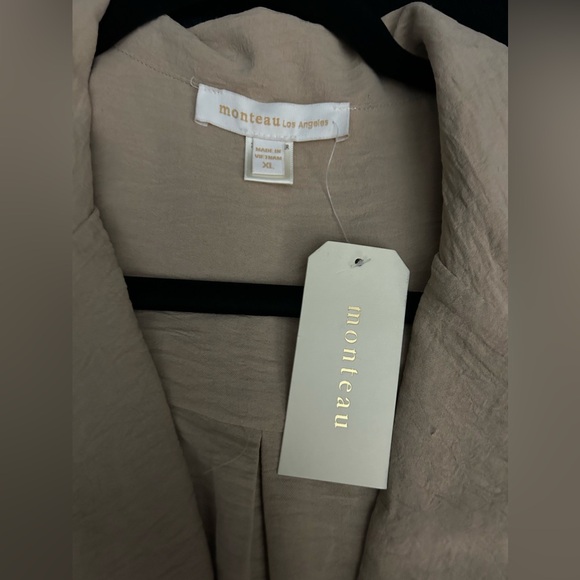 NWT•Montreal Los Angeles•Khaki V Neck Crossover Belted Wide Leg Jumpsuit• XL - Picture 6 of 6